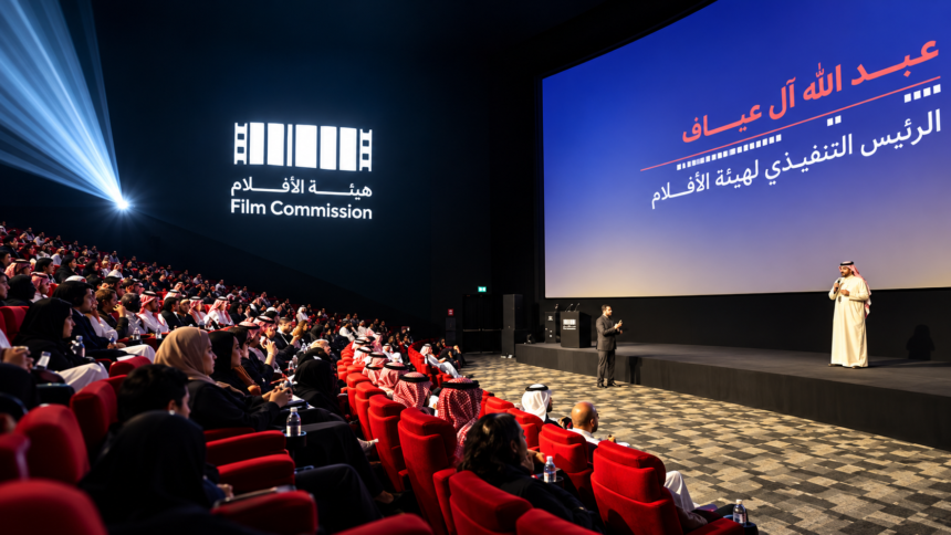 Saudi Film Commission event with an audience in a cinema auditorium
